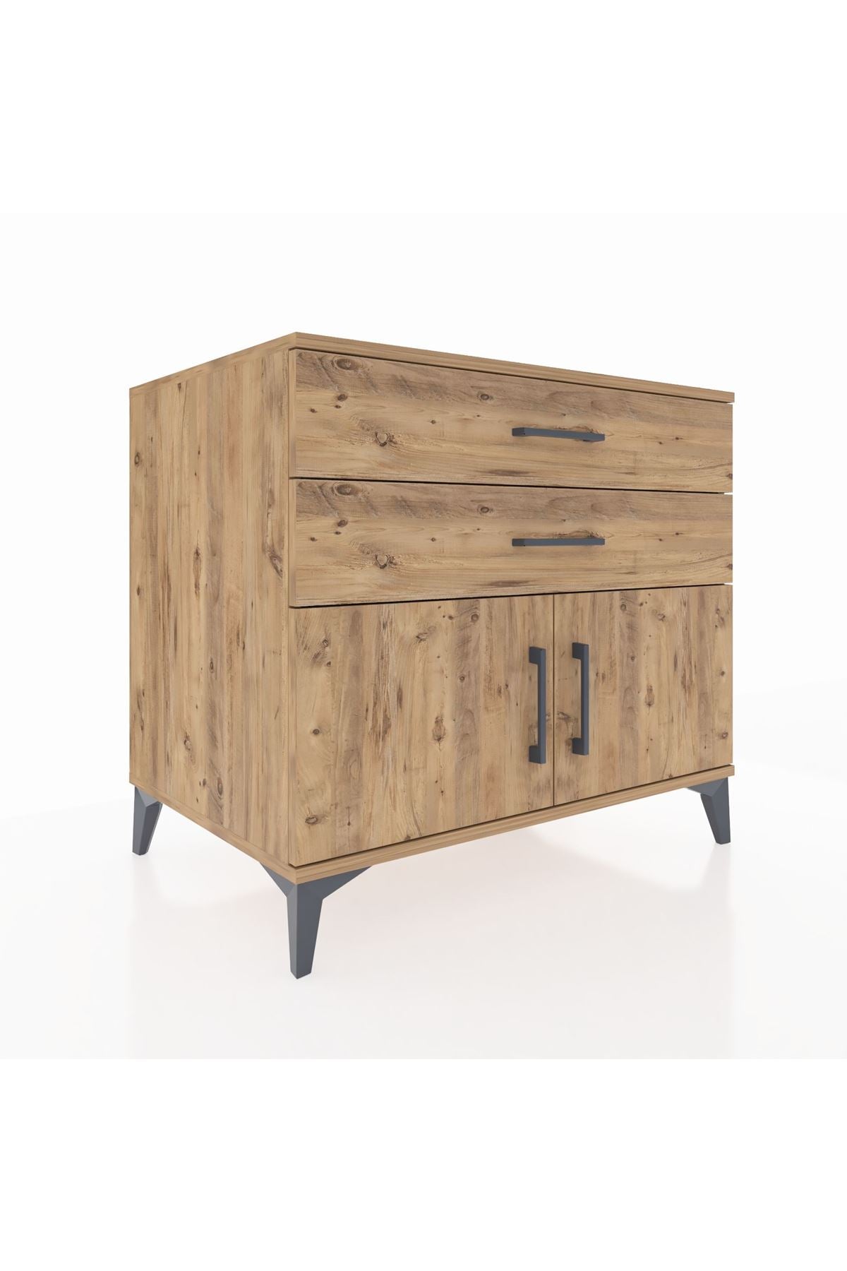 Kronos Şifonyer Tek Raflı 2 Çekmeceli 2 Kapaklı 88x59x80 Çam-Çam