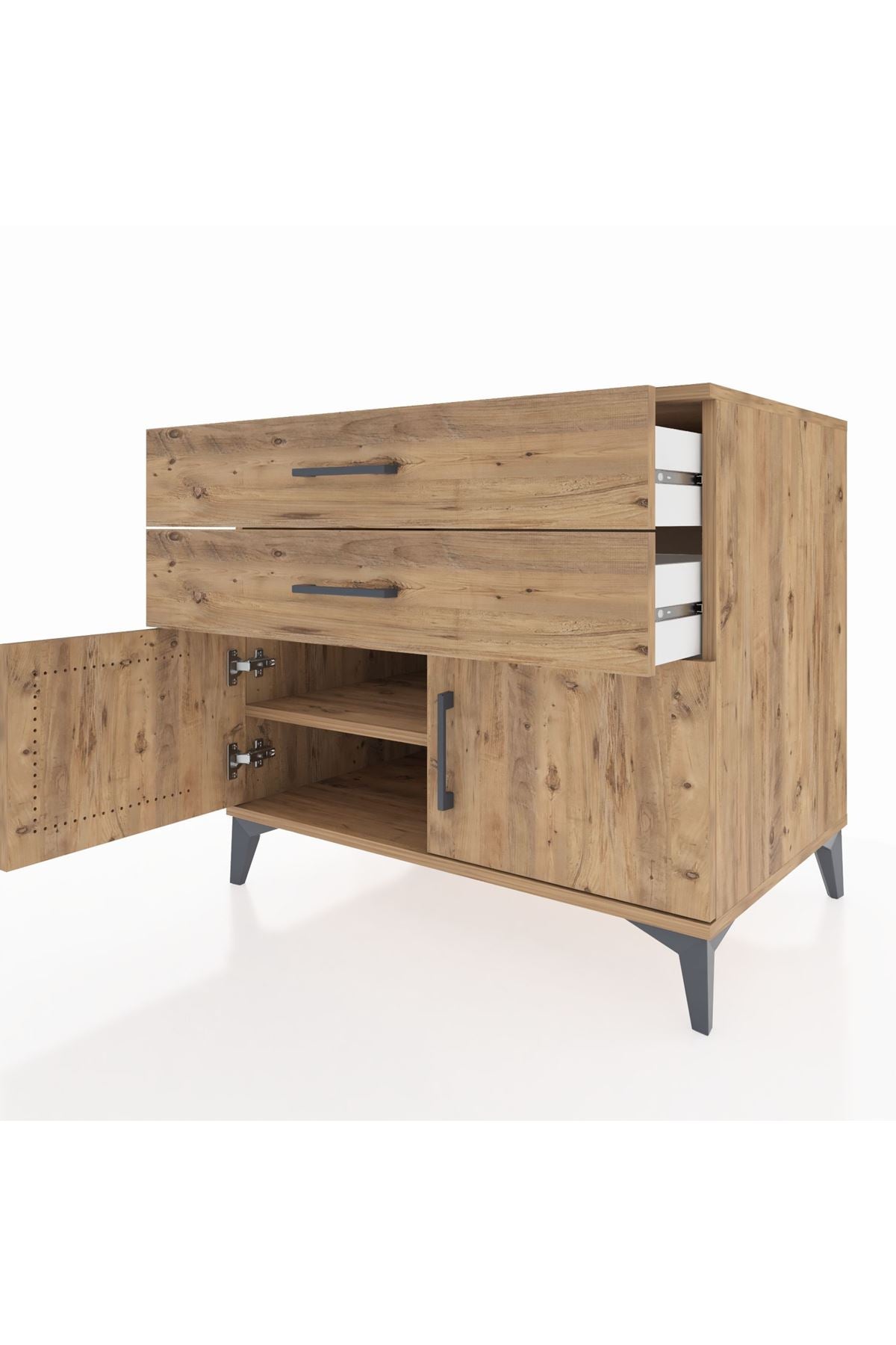 Kronos Şifonyer Tek Raflı 2 Çekmeceli 2 Kapaklı 88x59x80 - S69M026V9C