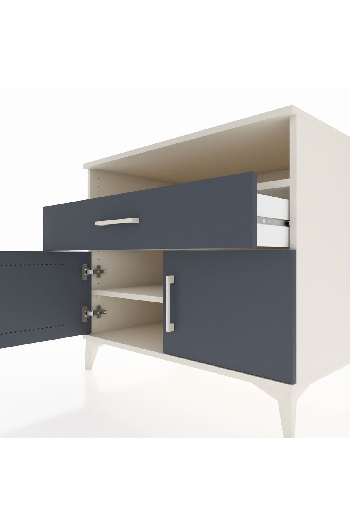 Kronos Şifonyer 2 Raflı Tek Çekmeceli 2 Kapaklı 88x59x80 Aytaşı-Antrasit