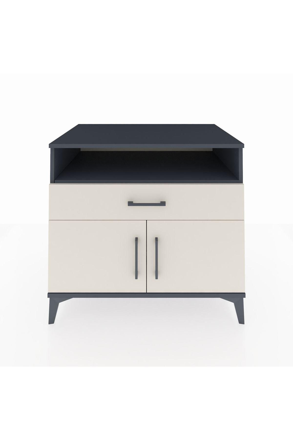 Kronos Şifonyer 2 Raflı Tek Çekmeceli 2 Kapaklı 88x59x80 Antrasit-Aytaşı