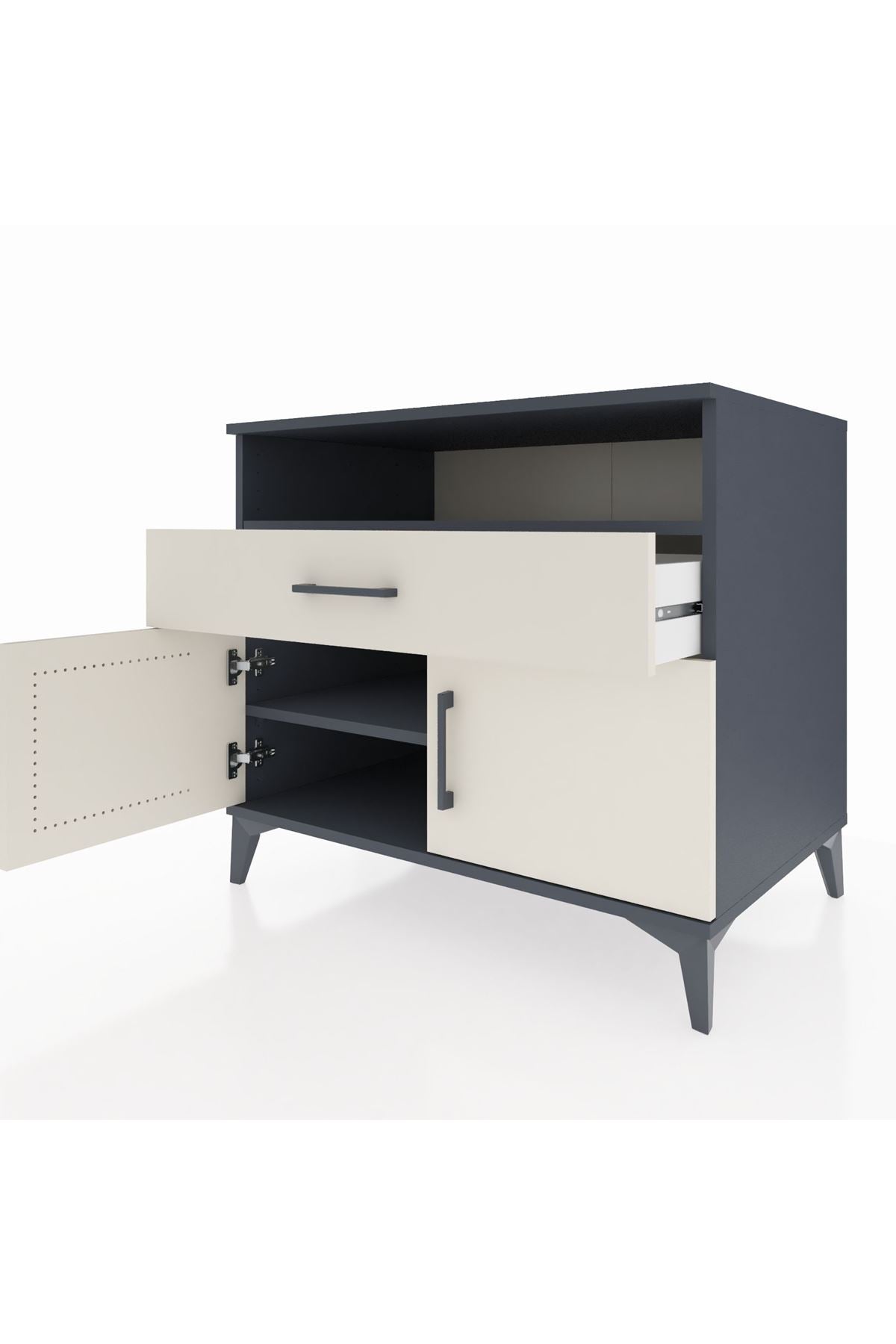 Kronos Şifonyer 2 Raflı Tek Çekmeceli 2 Kapaklı 88x59x80 Antrasit-Aytaşı