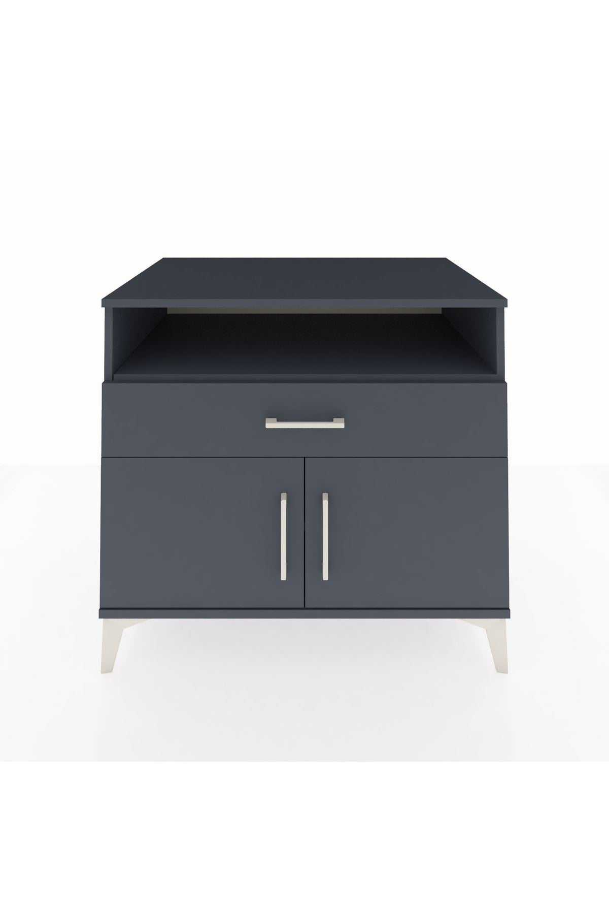 Kronos Şifonyer 2 Raflı Tek Çekmeceli 2 Kapaklı 88x59x80 Antrasit-Antrasit