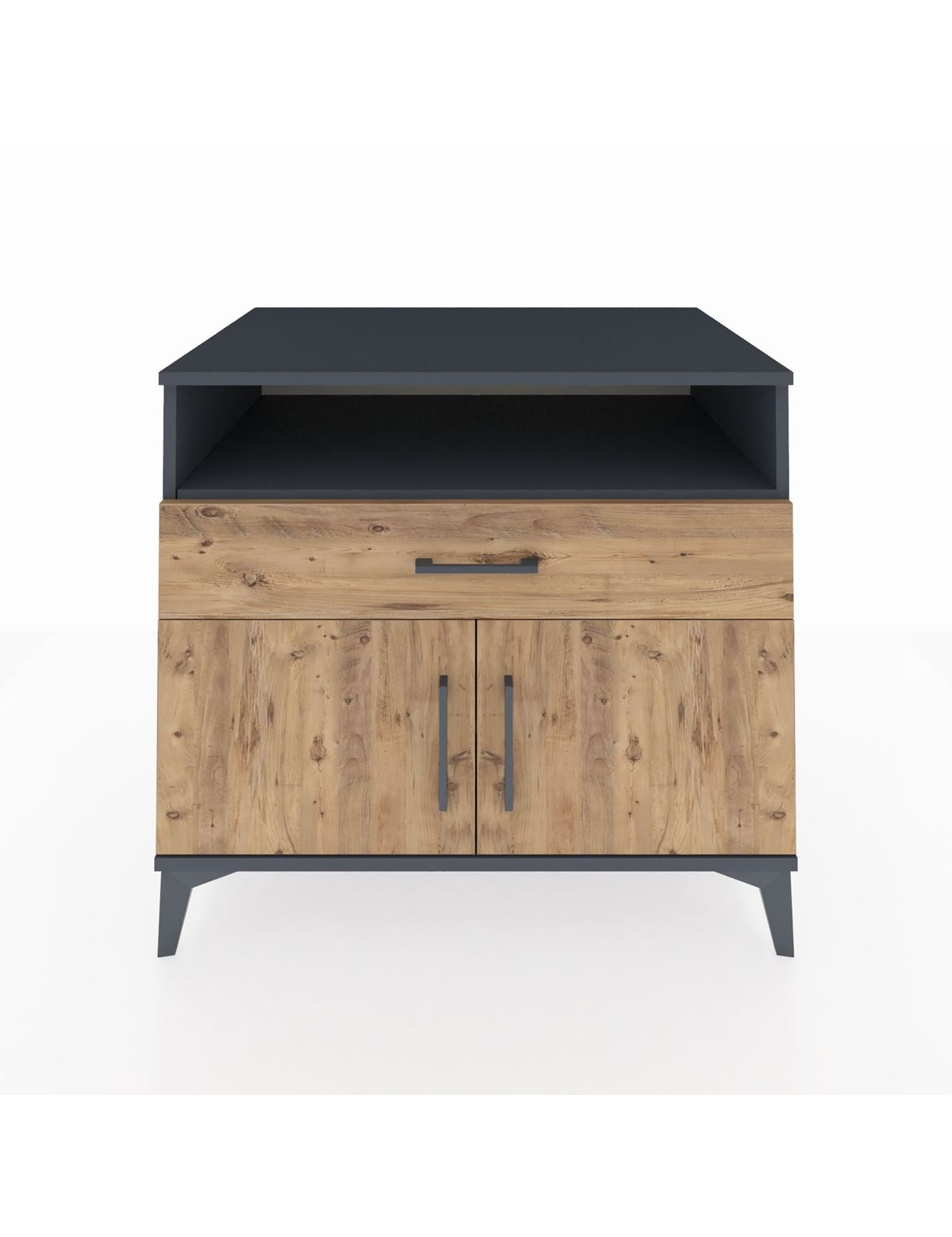 Kronos Şifonyer 2 Raflı Tek Çekmeceli 2 Kapaklı 88x59x80 Antrasit-Çam