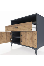 Kronos Şifonyer 2 Raflı Tek Çekmeceli 2 Kapaklı 88x59x80 Antrasit-Çam