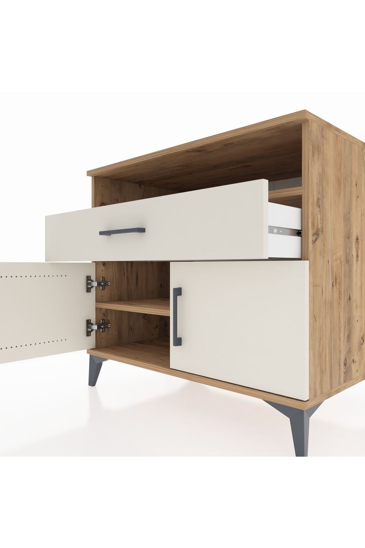 Kronos Şifonyer 2 Raflı Tek Çekmeceli 2 Kapaklı 88x59x80 Çam-Aytaşı