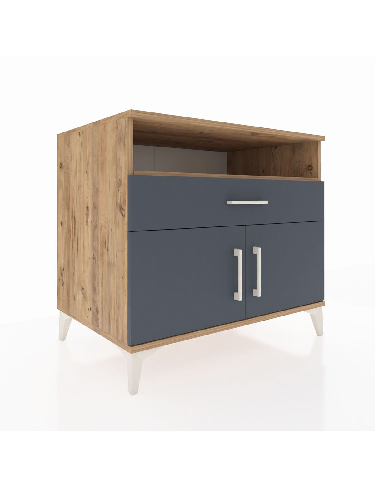 Kronos Şifonyer 2 Raflı Tek Çekmeceli 2 Kapaklı 88x59x80 Çam-Antrasit