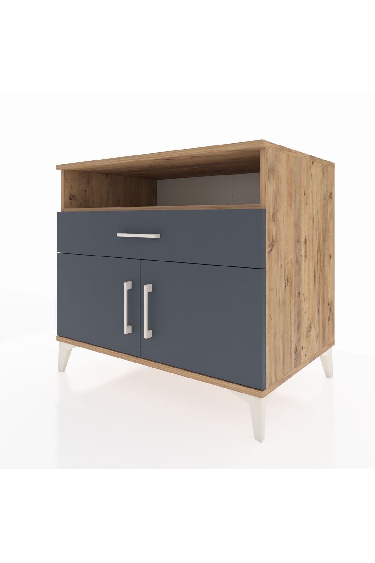 Kronos Şifonyer 2 Raflı Tek Çekmeceli 2 Kapaklı 88x59x80 Çam-Antrasit