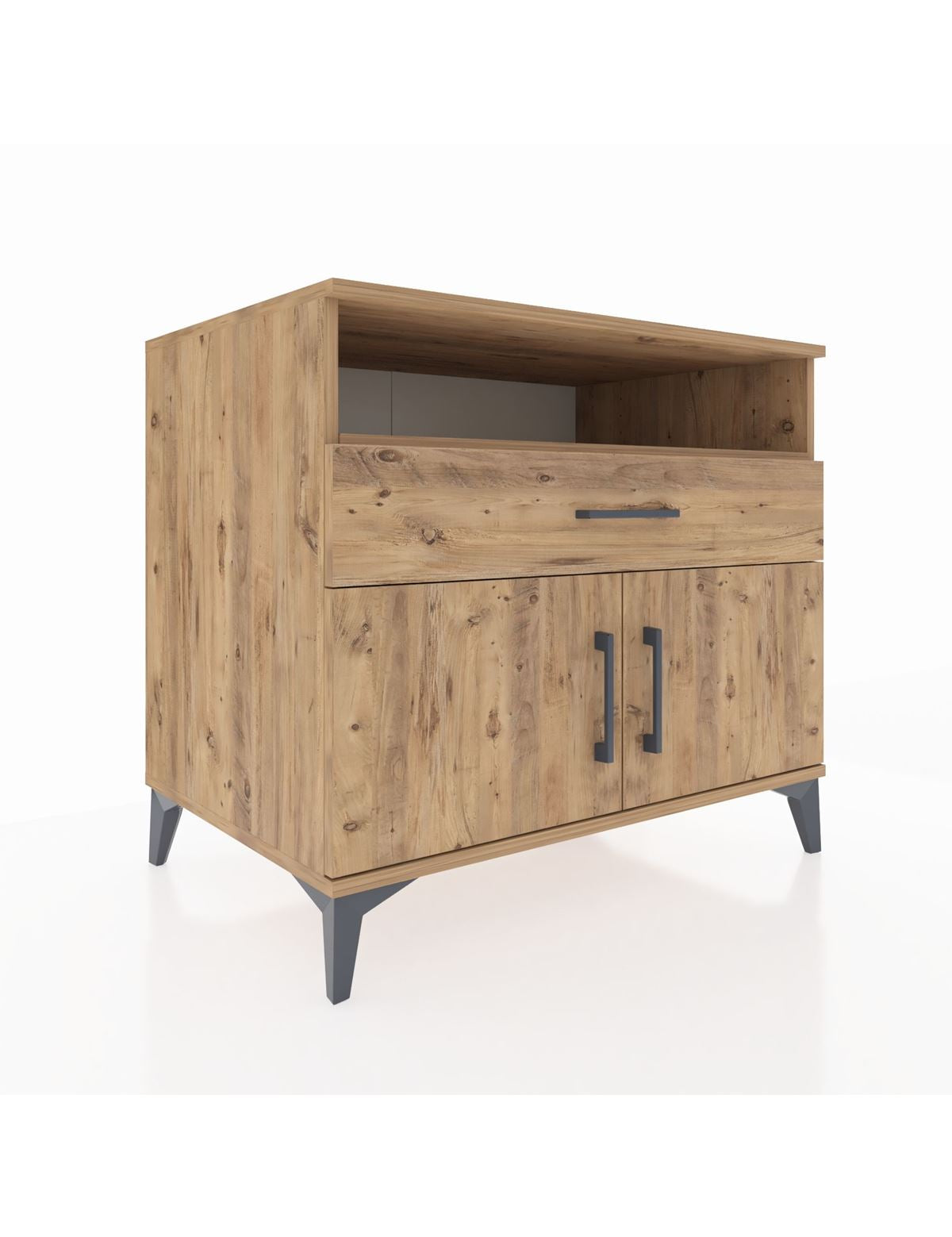 Kronos Şifonyer 2 Raflı Tek Çekmeceli 2 Kapaklı 88x59x80 Çam-Çam