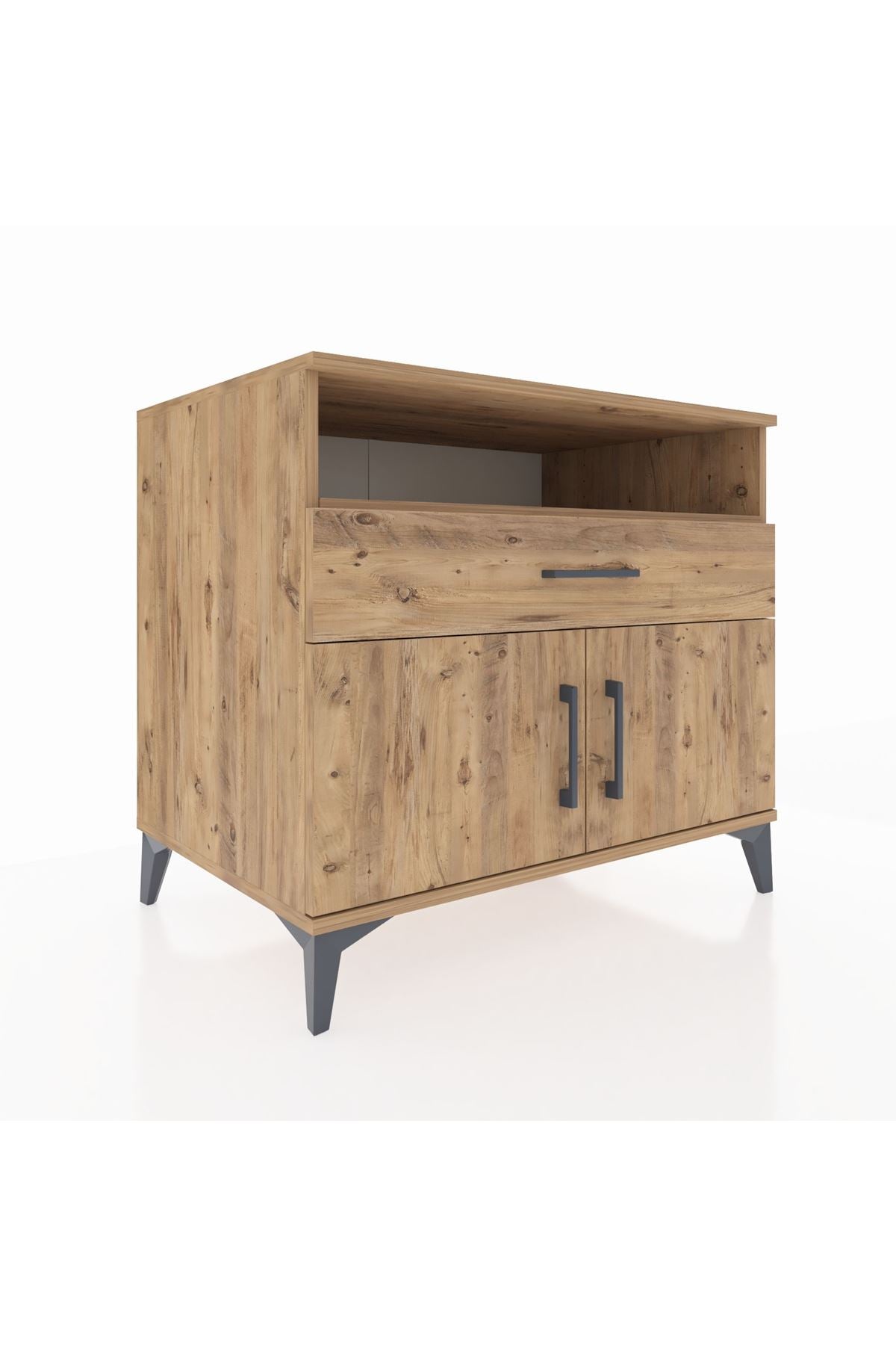 Kronos Şifonyer 2 Raflı Tek Çekmeceli 2 Kapaklı 88x59x80 Çam-Çam