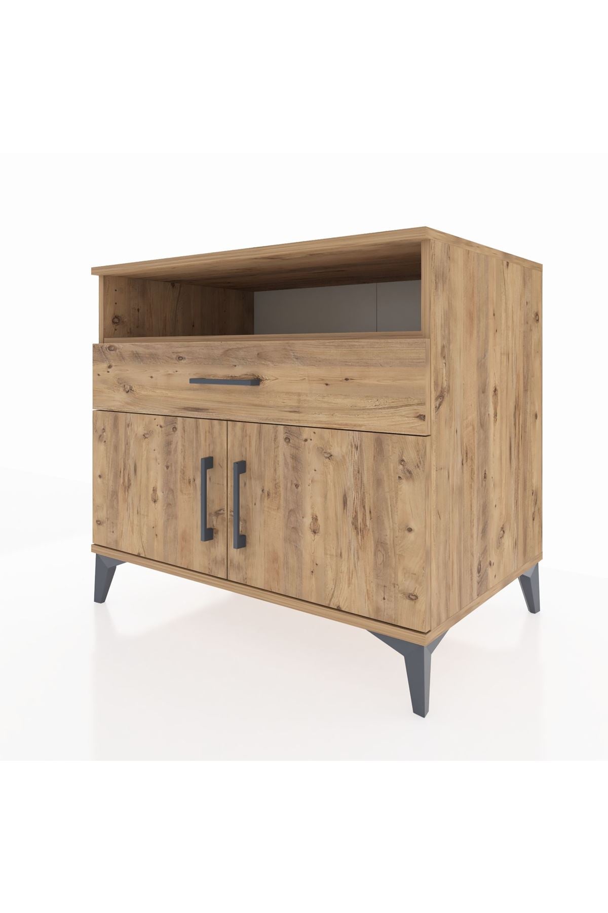 Kronos Şifonyer 2 Raflı Tek Çekmeceli 2 Kapaklı 88x59x80 Çam-Çam