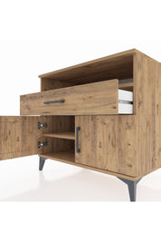 Kronos Şifonyer 2 Raflı Tek Çekmeceli 2 Kapaklı 88x59x80 Çam-Çam