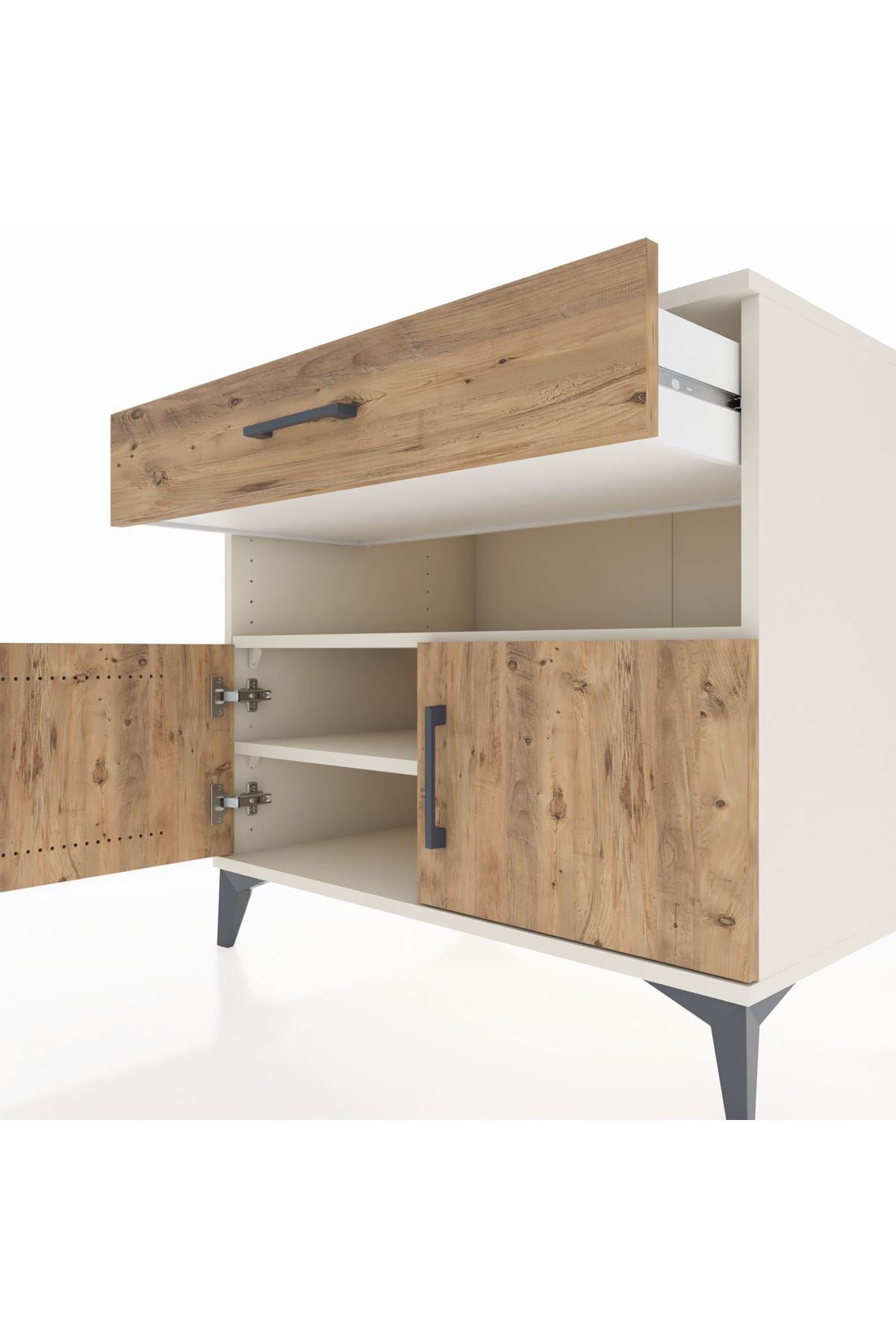 Kronos Şifonyer 2 Raflı Tek Çekmeceli 2 Kapaklı 88x59x80 Aytaşı-Çam