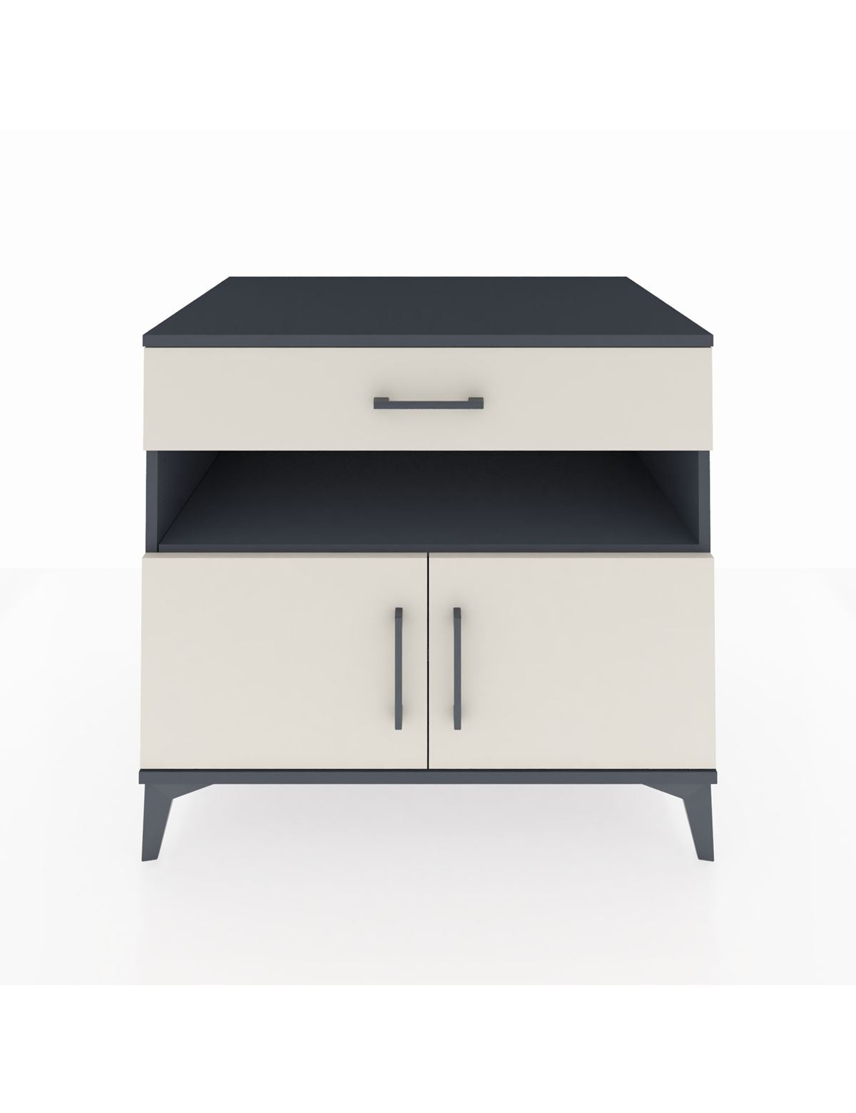 Kronos Şifonyer 2 Raflı Tek Çekmeceli 2 Kapaklı 88x59x80 Antrasit-Aytaşı