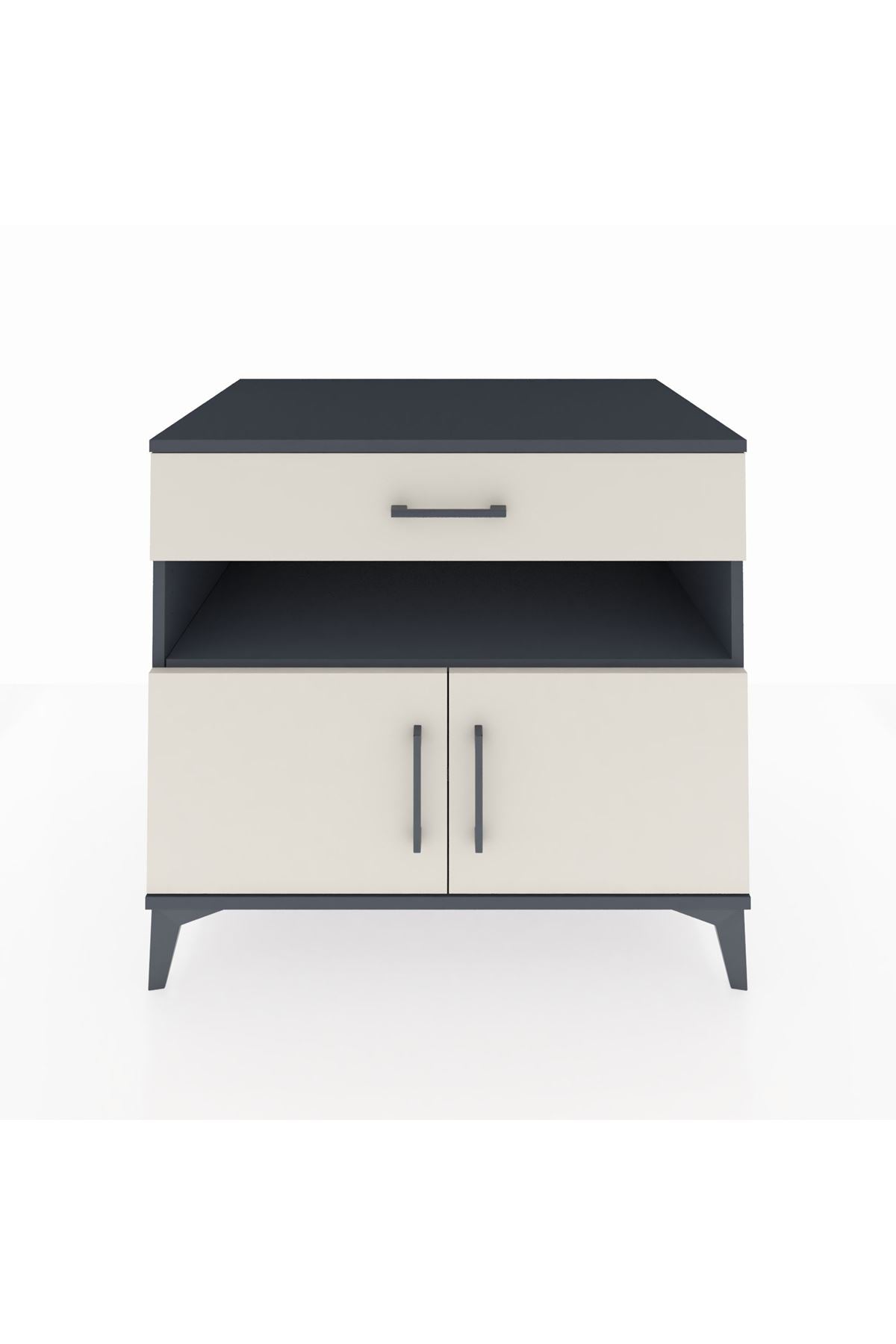 Kronos Şifonyer 2 Raflı Tek Çekmeceli 2 Kapaklı 88x59x80 Antrasit-Aytaşı