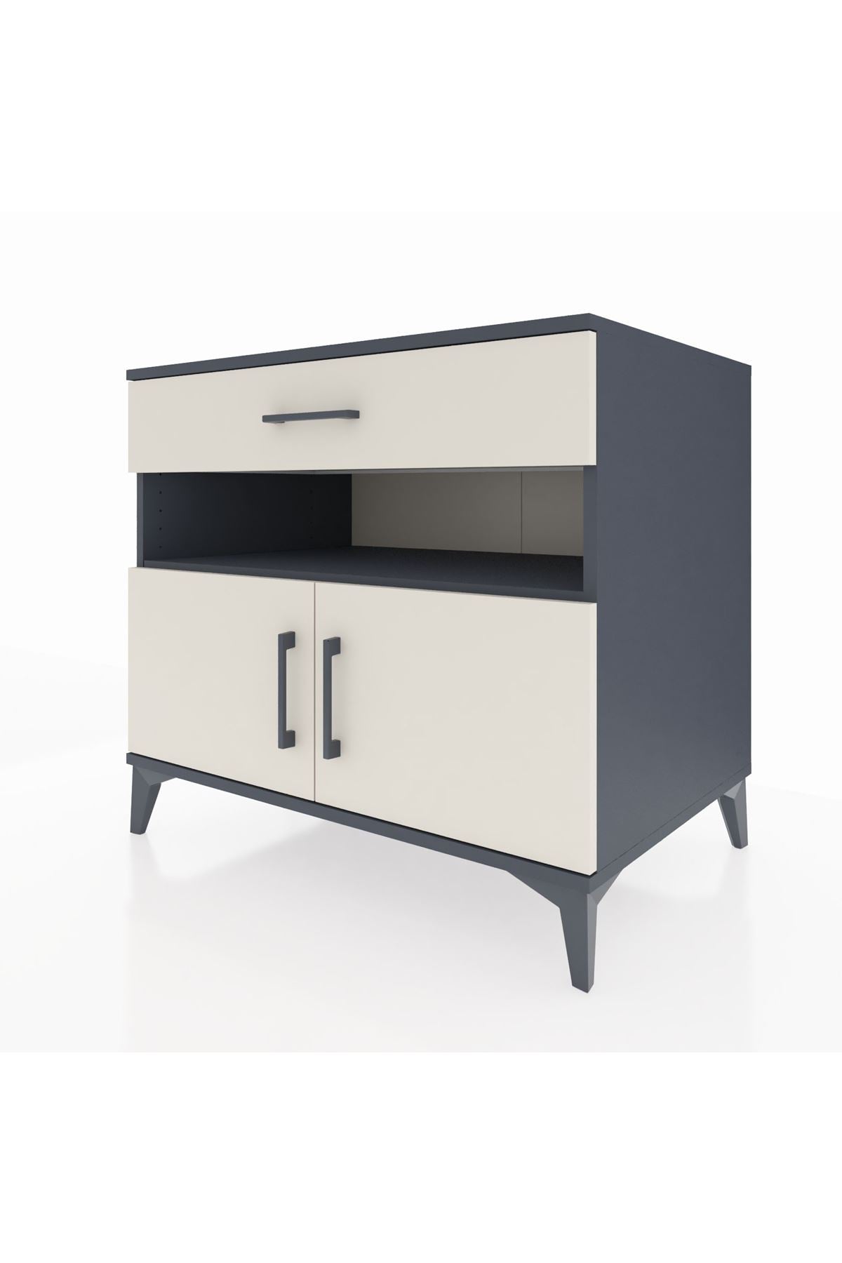 Kronos Şifonyer 2 Raflı Tek Çekmeceli 2 Kapaklı 88x59x80 Antrasit-Aytaşı