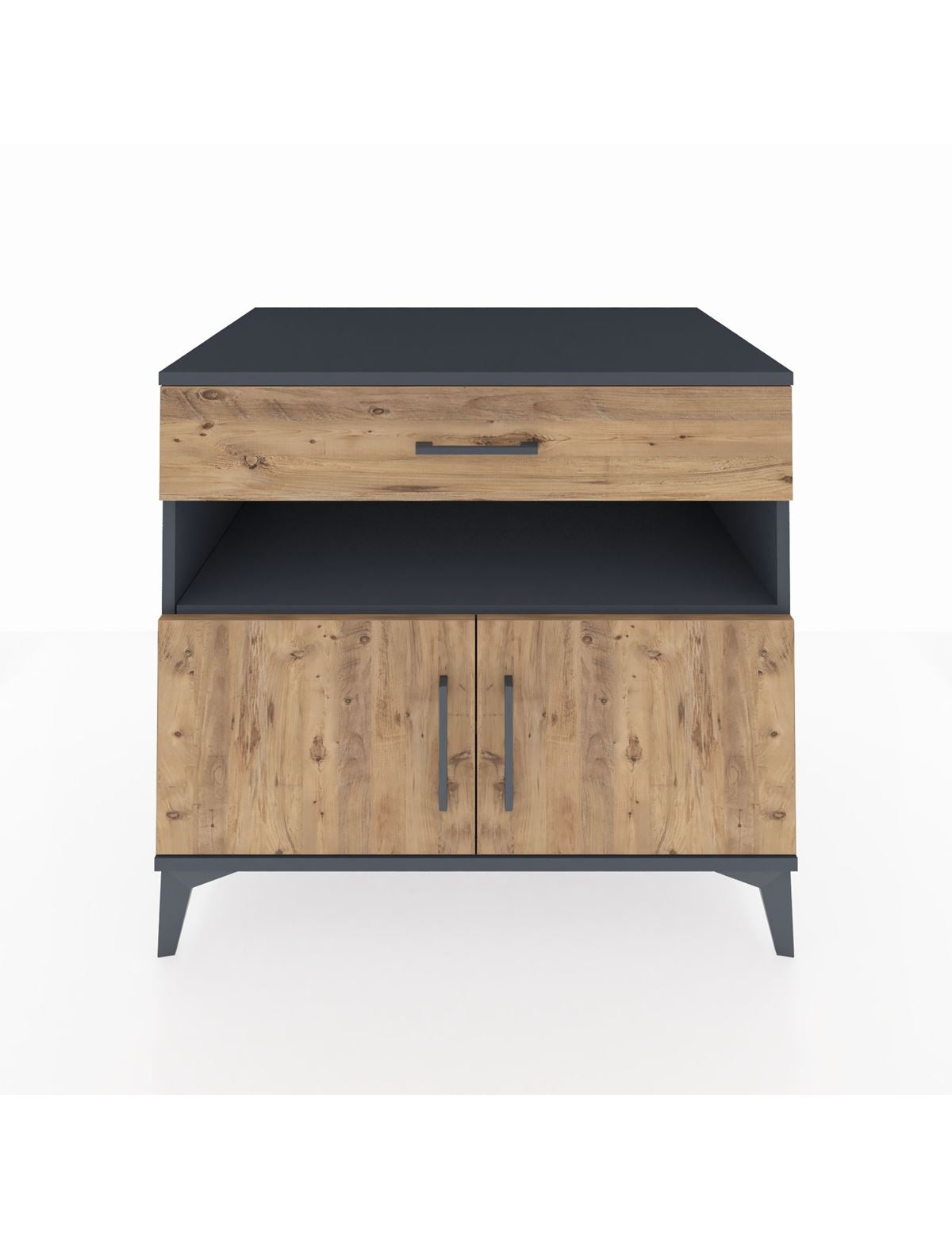 Kronos Şifonyer 2 Raflı Tek Çekmeceli 2 Kapaklı 88x59x80 Antrasit-Çam