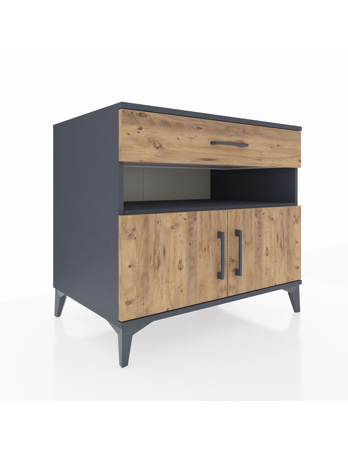 Kronos Şifonyer 2 Raflı Tek Çekmeceli 2 Kapaklı 88x59x80 Antrasit-Çam