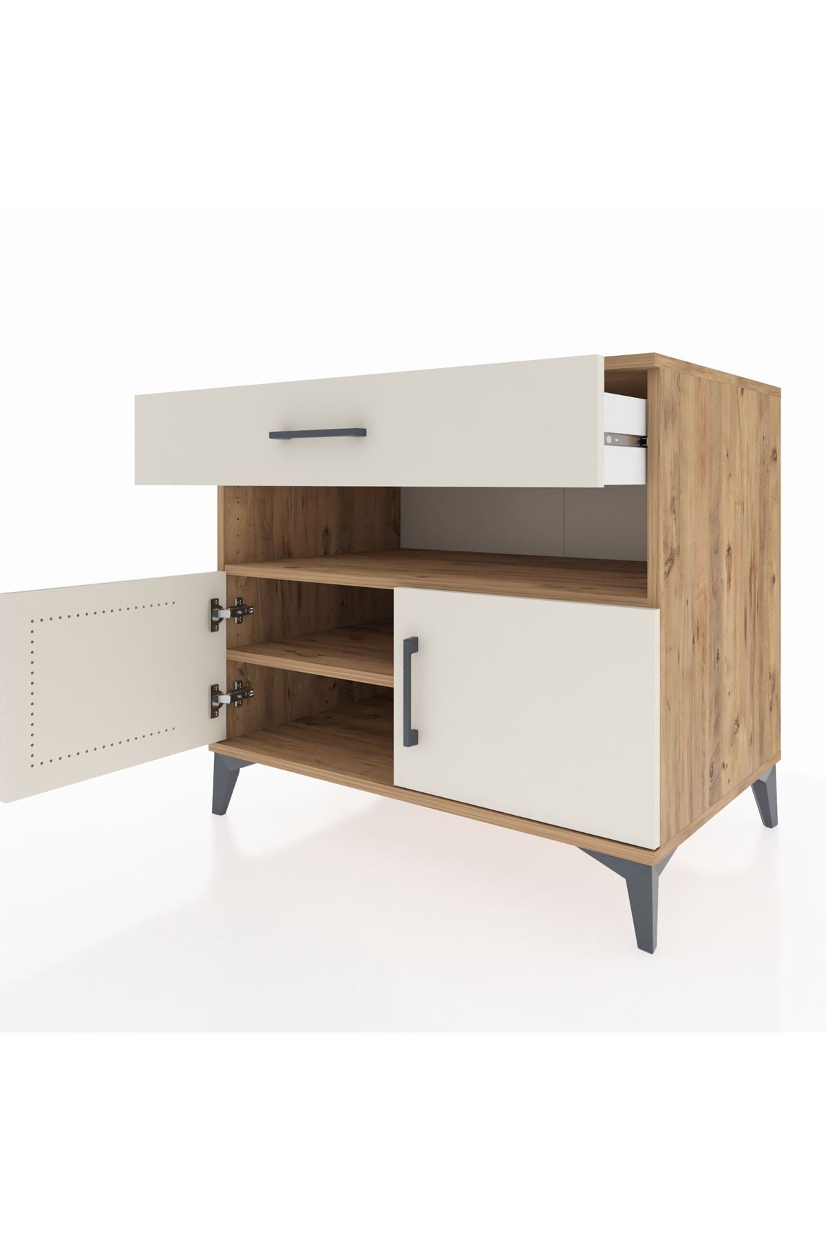 Kronos Şifonyer 2 Raflı Tek Çekmeceli 2 Kapaklı 88x59x80 Çam-Aytaşı