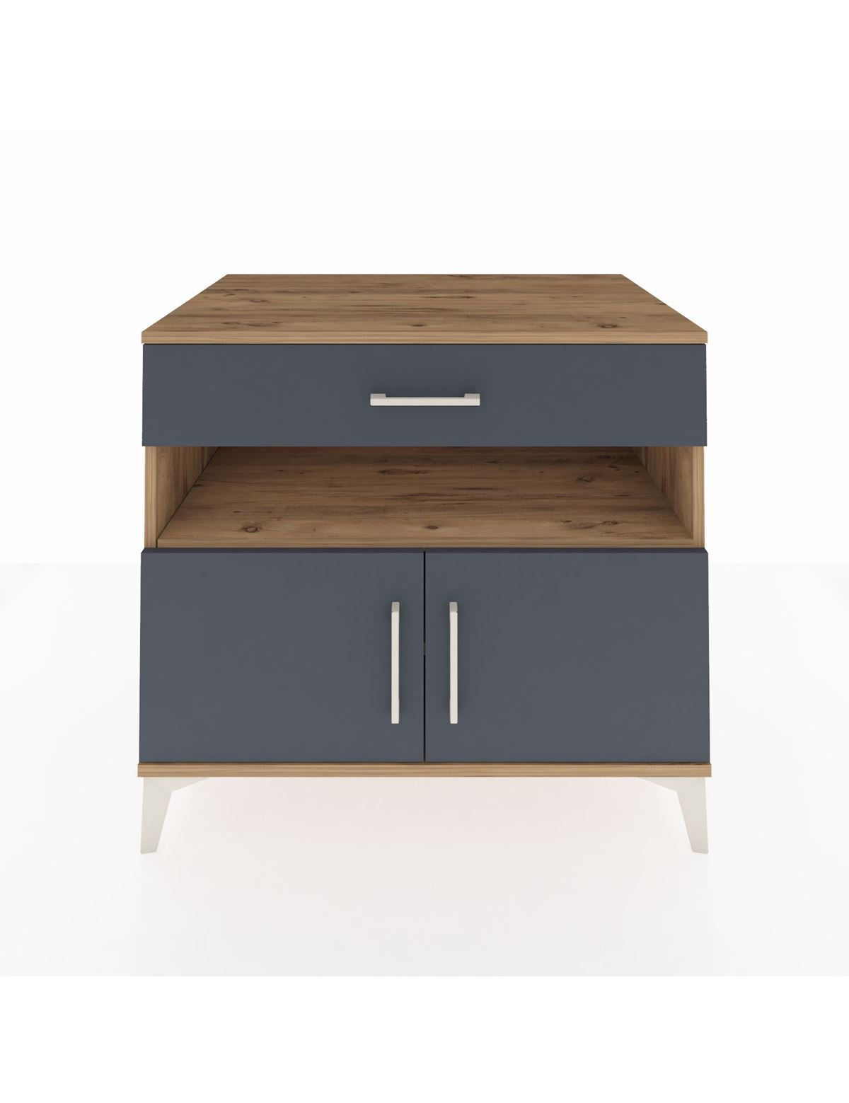 Kronos Şifonyer 2 Raflı Tek Çekmeceli 2 Kapaklı 88x59x80 Çam-Antrasit