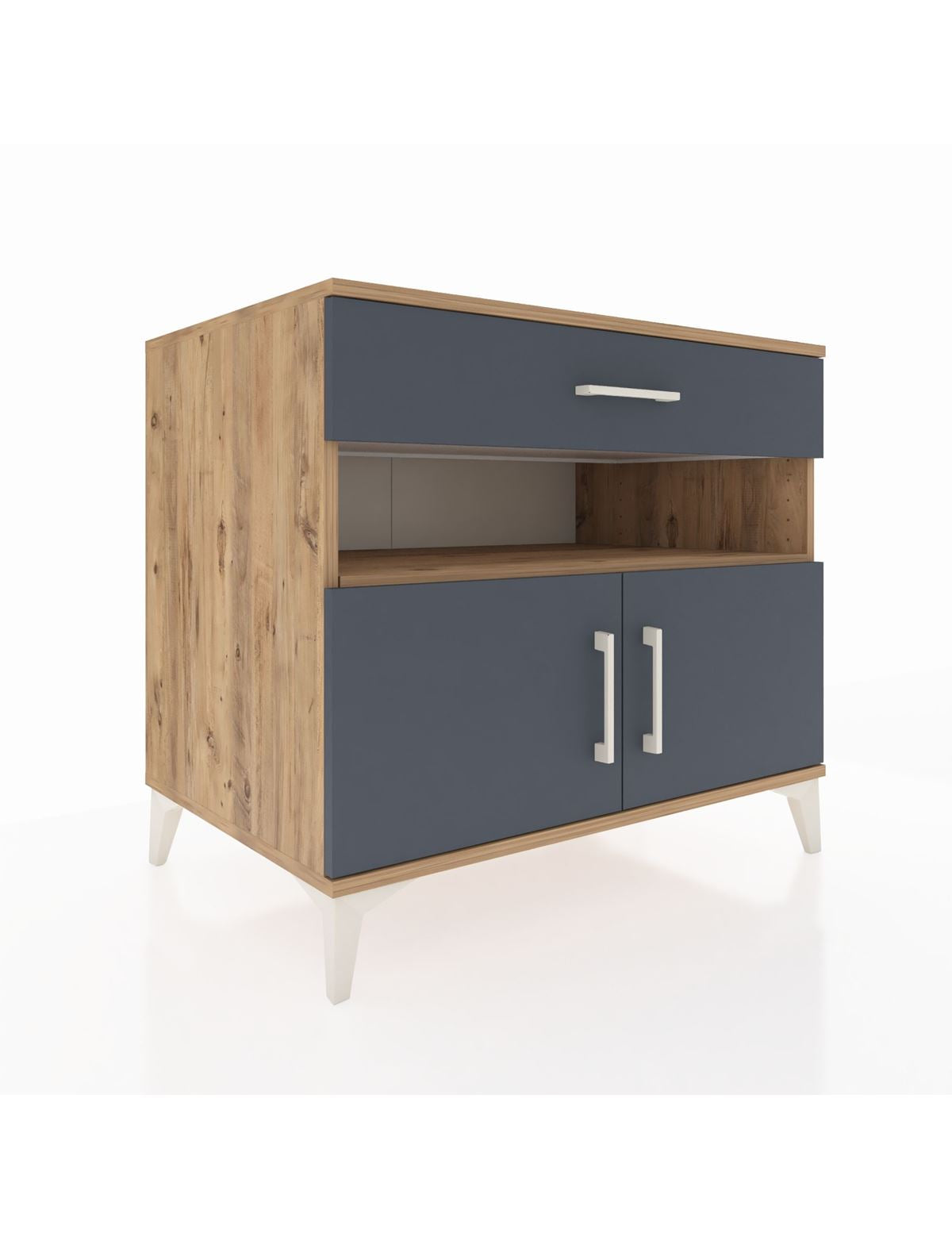 Kronos Şifonyer 2 Raflı Tek Çekmeceli 2 Kapaklı 88x59x80 Çam-Antrasit