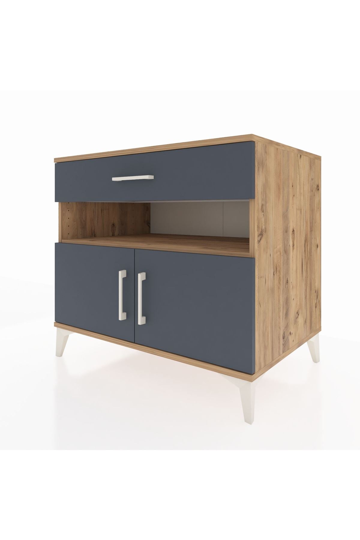 Kronos Şifonyer 2 Raflı Tek Çekmeceli 2 Kapaklı 88x59x80 Çam-Antrasit