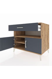 Kronos Şifonyer 2 Raflı Tek Çekmeceli 2 Kapaklı 88x59x80 Çam-Antrasit