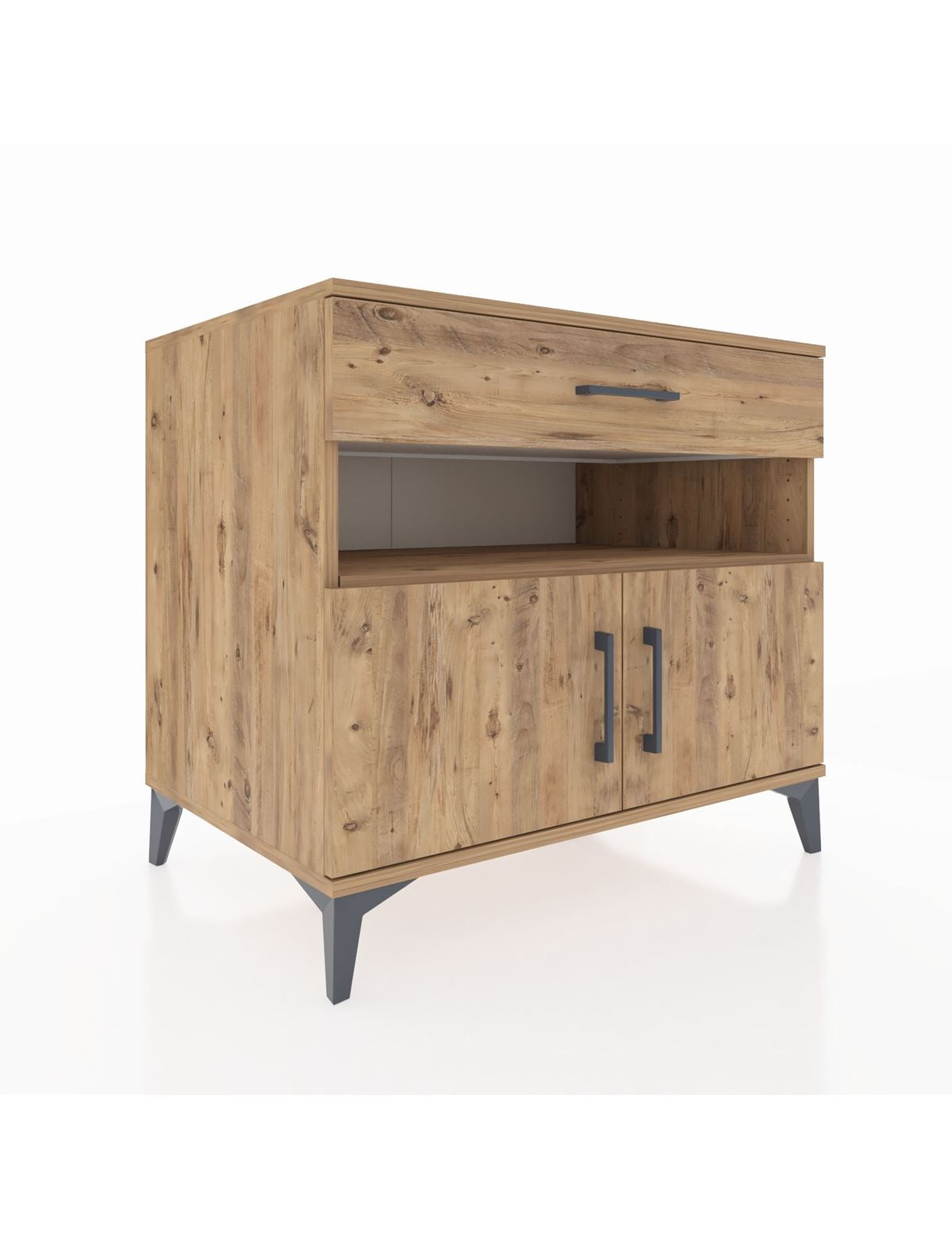 Kronos Şifonyer 2 Raflı Tek Çekmeceli 2 Kapaklı 88x59x80 Çam-Çam