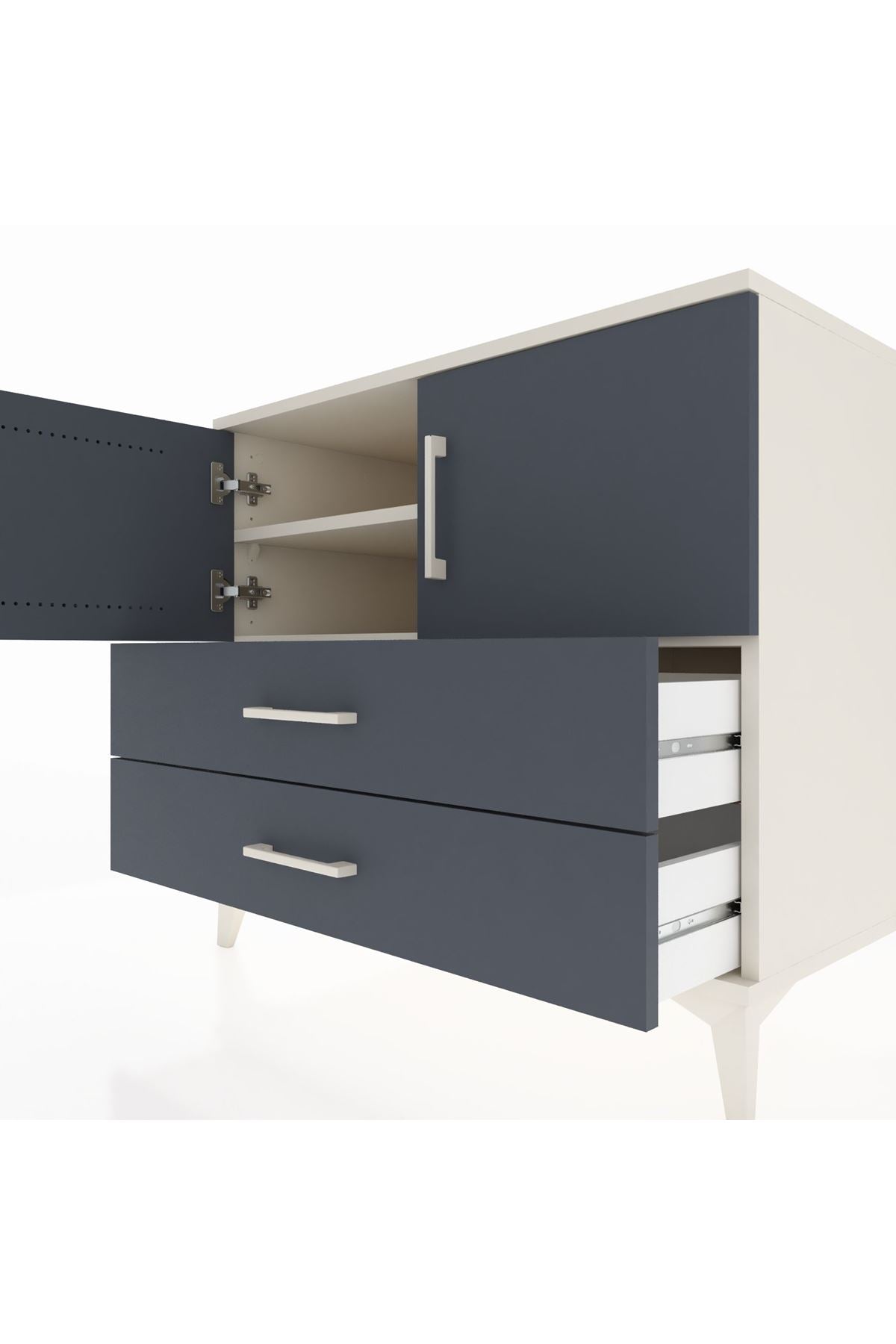 Kronos Şifonyer 2 Raflı 2 Çekmeceli 2 Kapaklı 88x59x80 Aytaşı-Antrasit