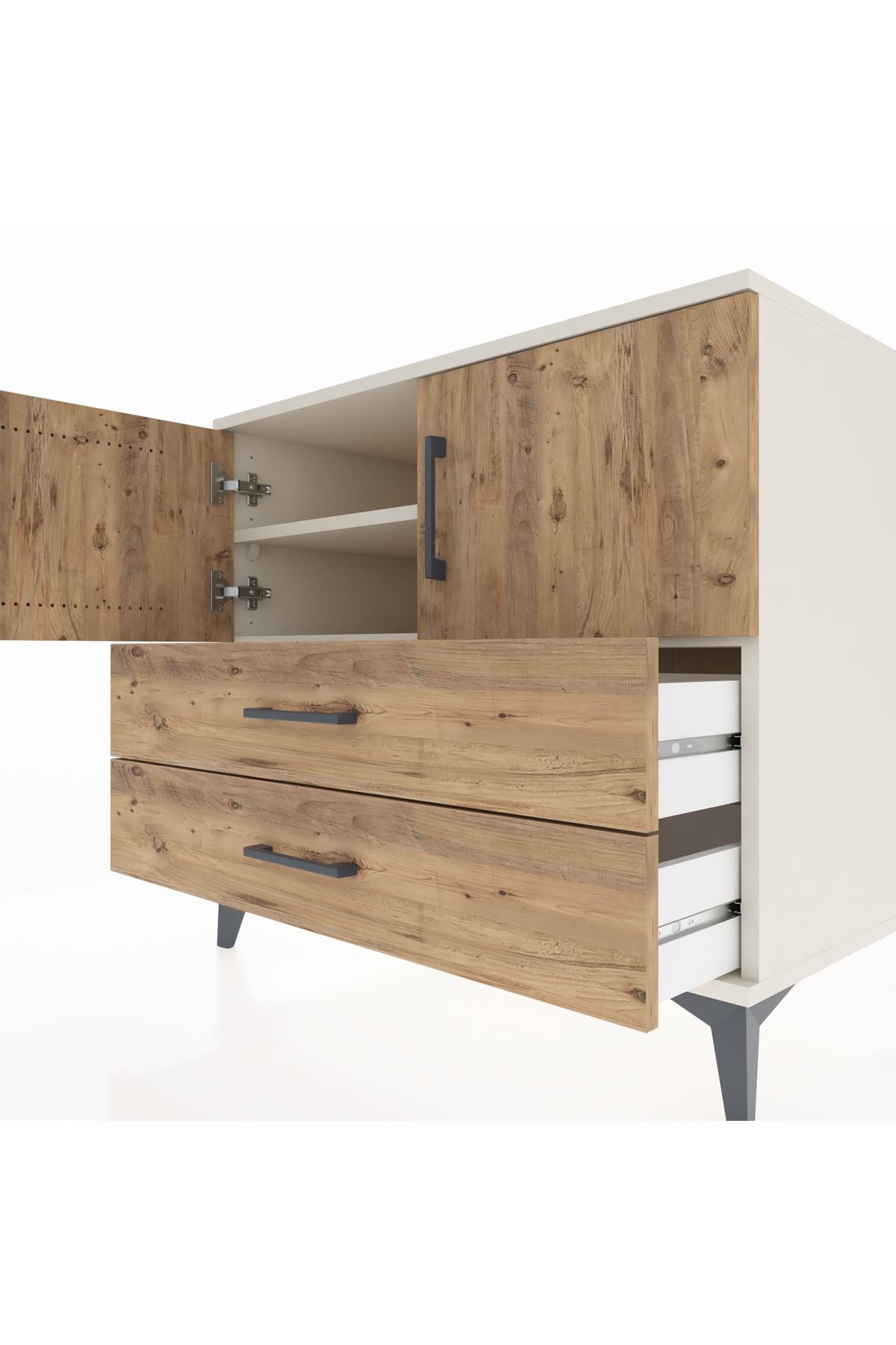 Kronos Şifonyer 2 Raflı 2 Çekmeceli 2 Kapaklı 88x59x80 Aytaşı-Çam