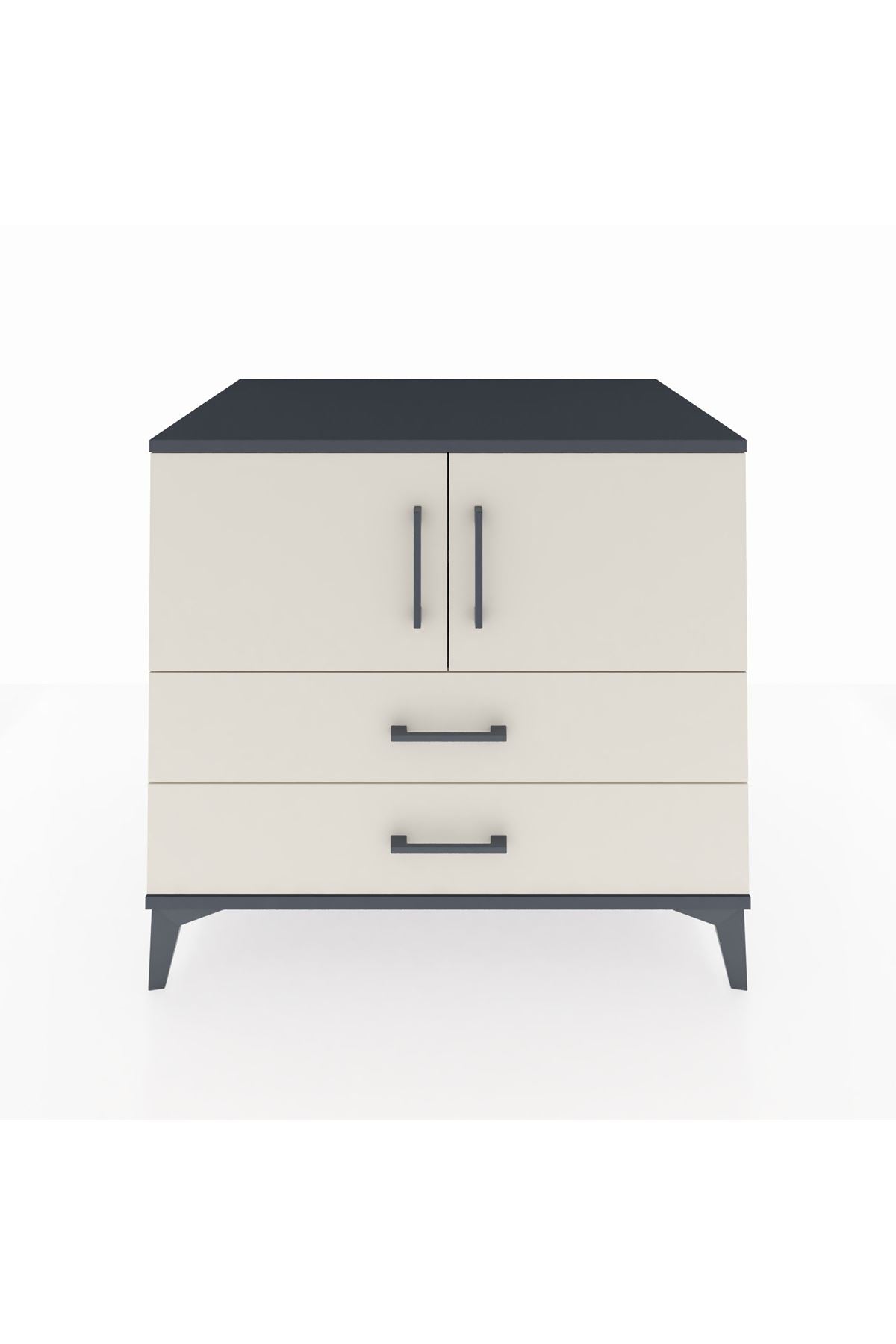 Kronos Şifonyer 2 Raflı 2 Çekmeceli 2 Kapaklı 88x59x80 Antrasit-Aytaşı