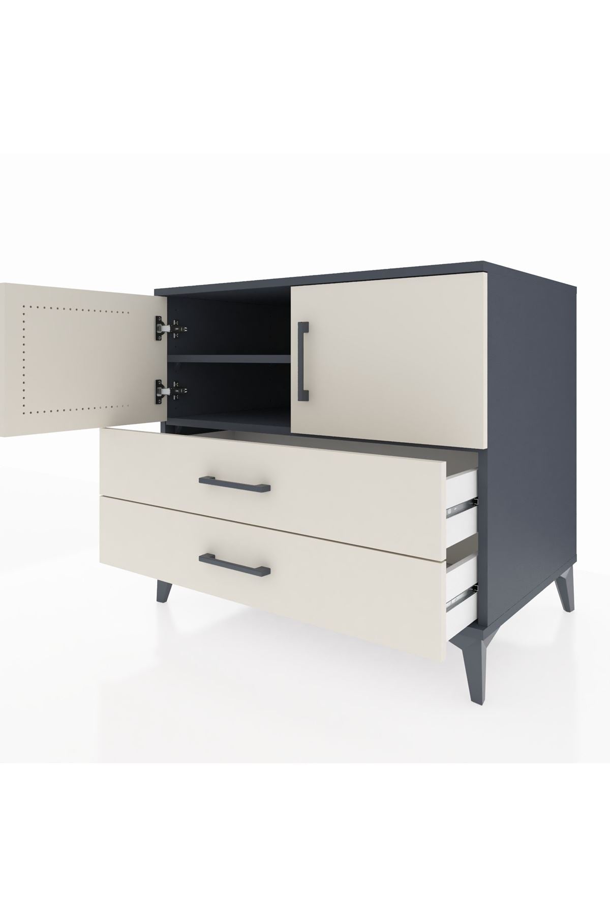 Kronos Şifonyer 2 Raflı 2 Çekmeceli 2 Kapaklı 88x59x80 Antrasit-Aytaşı