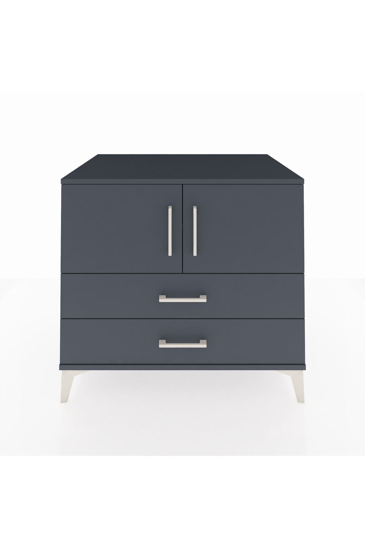 Kronos Şifonyer 2 Raflı 2 Çekmeceli 2 Kapaklı 88x59x80 Antrasit-Antrasit