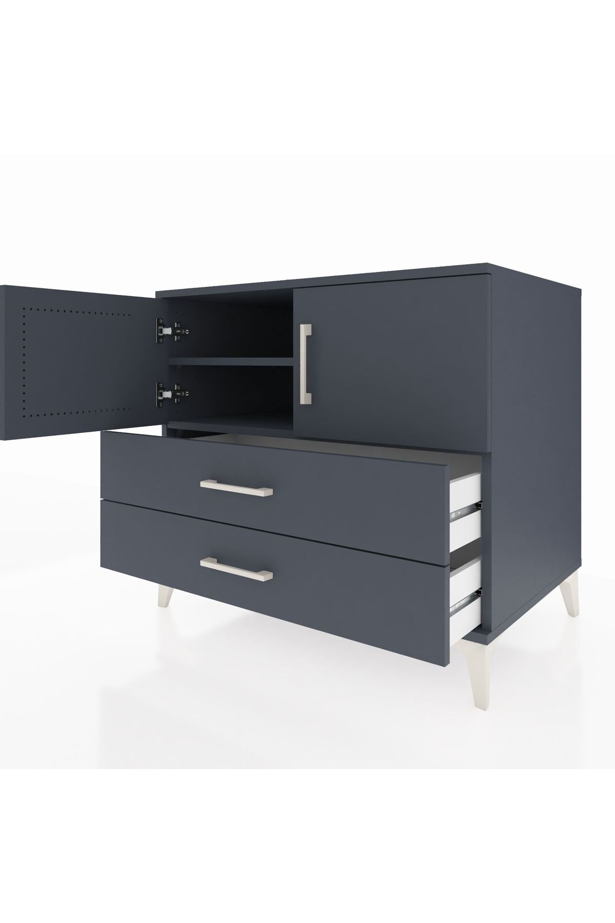 Kronos Şifonyer 2 Raflı 2 Çekmeceli 2 Kapaklı 88x59x80 Antrasit-Antrasit