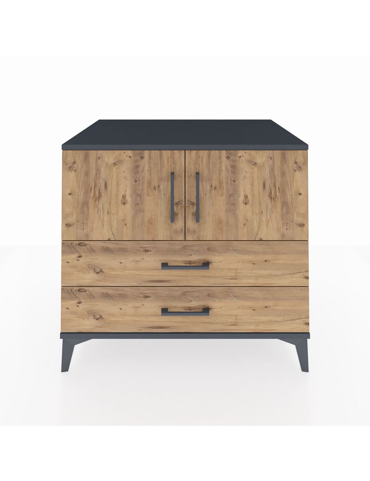 Kronos Şifonyer 2 Raflı 2 Çekmeceli 2 Kapaklı 88x59x80 Antrasit-Çam