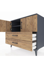 Kronos Şifonyer 2 Raflı 2 Çekmeceli 2 Kapaklı 88x59x80 Antrasit-Çam