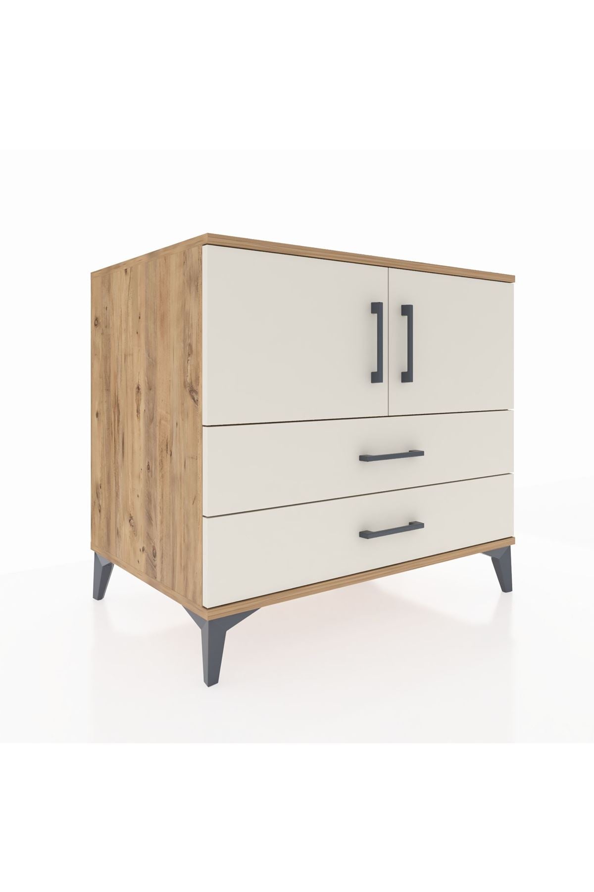 Kronos Şifonyer 2 Raflı 2 Çekmeceli 2 Kapaklı 88x59x80 Çam-Aytaşı