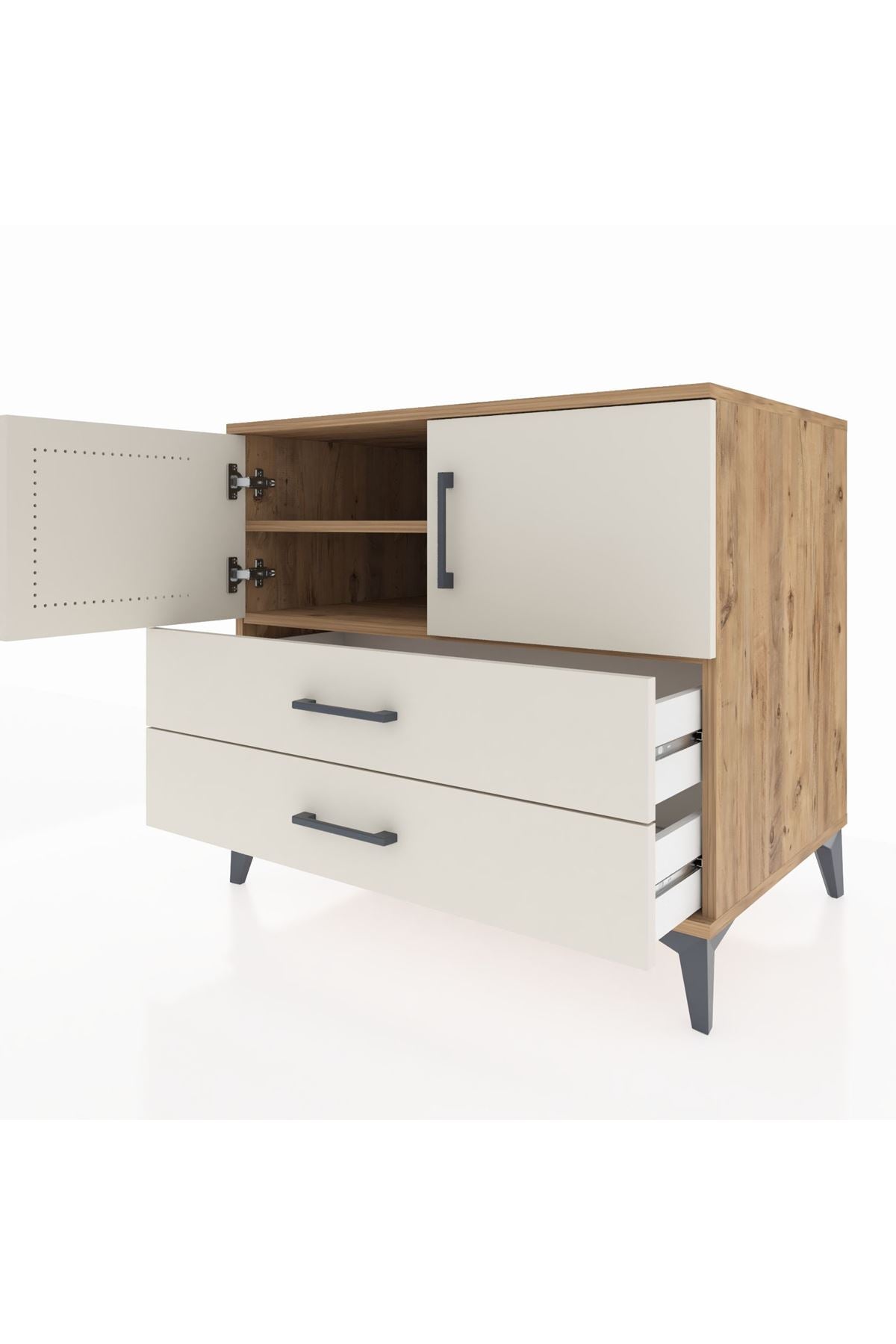 Kronos Şifonyer 2 Raflı 2 Çekmeceli 2 Kapaklı 88x59x80 Çam-Aytaşı