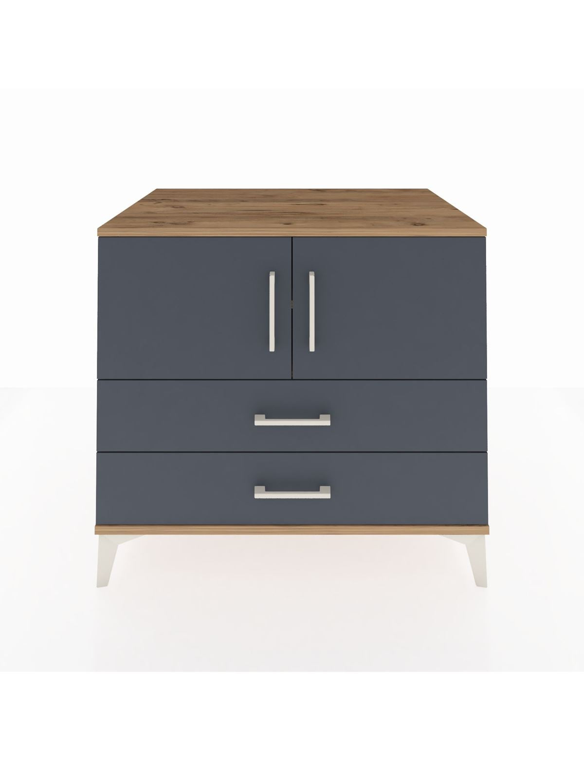 Kronos Şifonyer 2 Raflı 2 Çekmeceli 2 Kapaklı 88x59x80 Çam-Antrasit