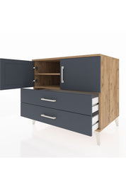 Kronos Şifonyer 2 Raflı 2 Çekmeceli 2 Kapaklı 88x59x80 Çam-Antrasit