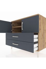 Kronos Şifonyer 2 Raflı 2 Çekmeceli 2 Kapaklı 88x59x80 Çam-Antrasit