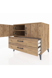 Kronos Şifonyer 2 Raflı 2 Çekmeceli 2 Kapaklı 88x59x80 Çam-Çam