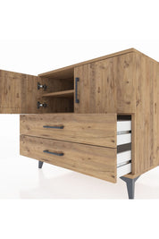 Kronos Şifonyer 2 Raflı 2 Çekmeceli 2 Kapaklı 88x59x80 Çam-Çam