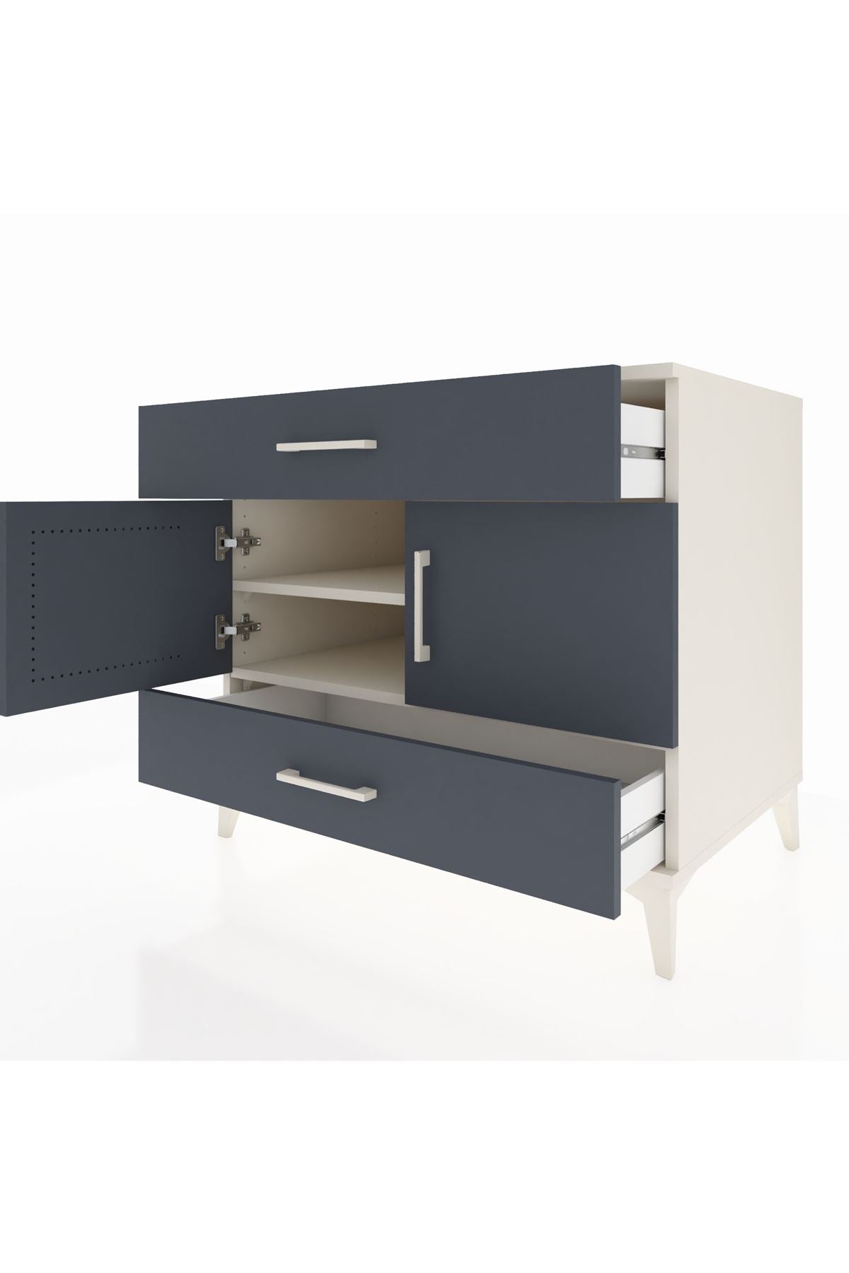 Kronos Şifonyer 2 Raflı 2 Çekmeceli 2 Kapaklı 88x59x80 Aytaşı-Antrasit