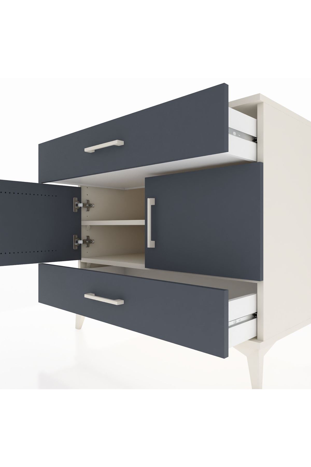 Kronos Şifonyer 2 Raflı 2 Çekmeceli 2 Kapaklı 88x59x80 Aytaşı-Antrasit