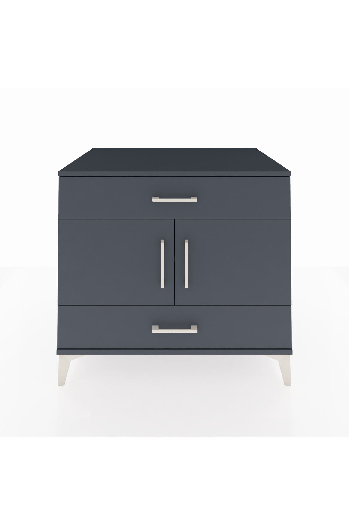 Kronos Şifonyer 2 Raflı 2 Çekmeceli 2 Kapaklı 88x59x80 Antrasit-Antrasit