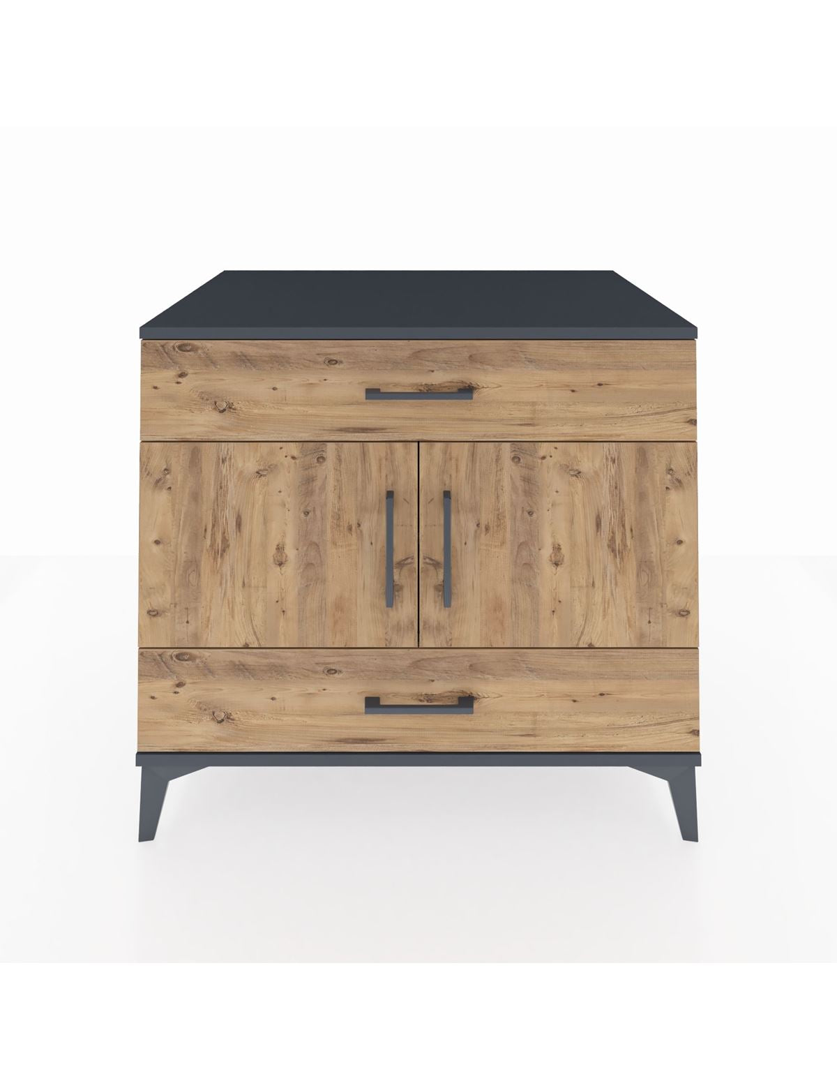 Kronos Şifonyer 2 Raflı 2 Çekmeceli 2 Kapaklı 88x59x80 Antrasit-Çam