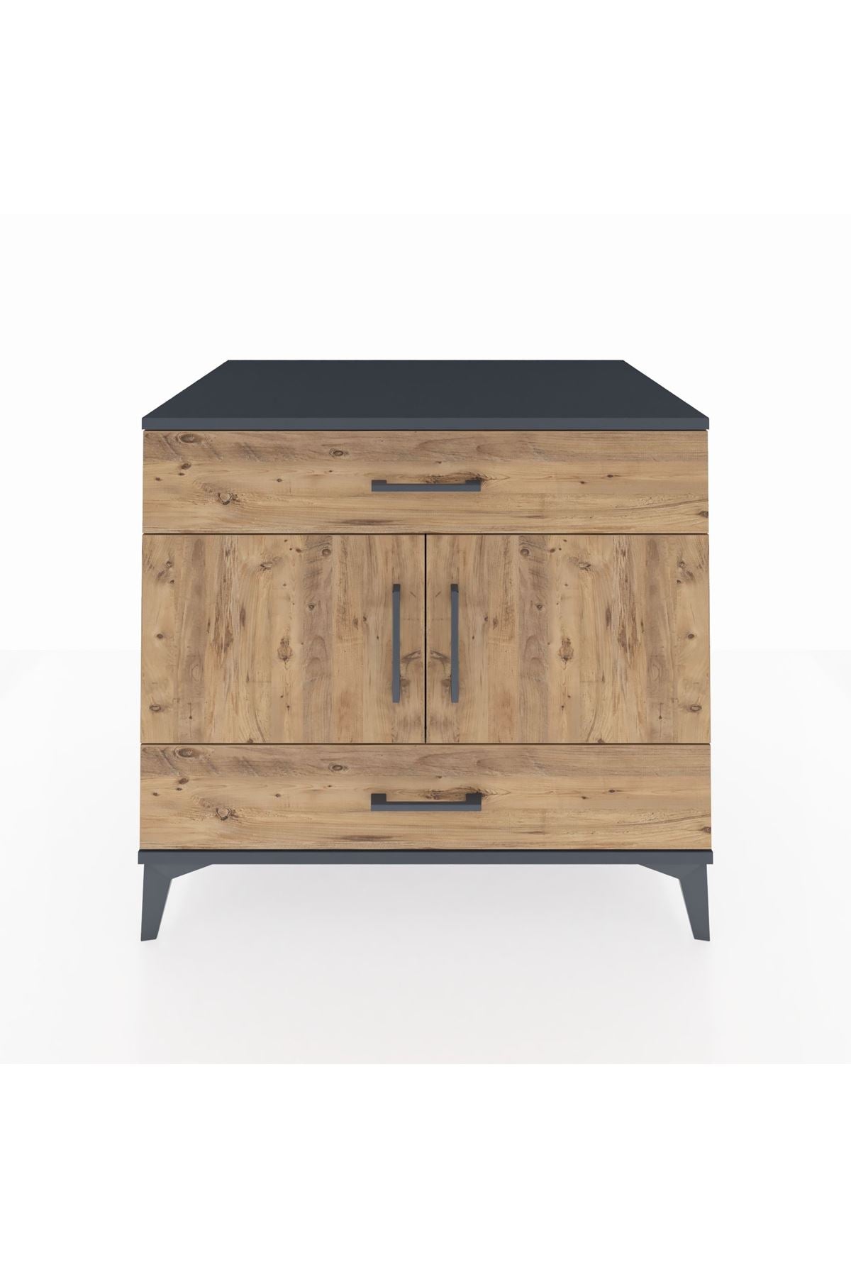 Kronos Şifonyer 2 Raflı 2 Çekmeceli 2 Kapaklı 88x59x80 Antrasit-Çam