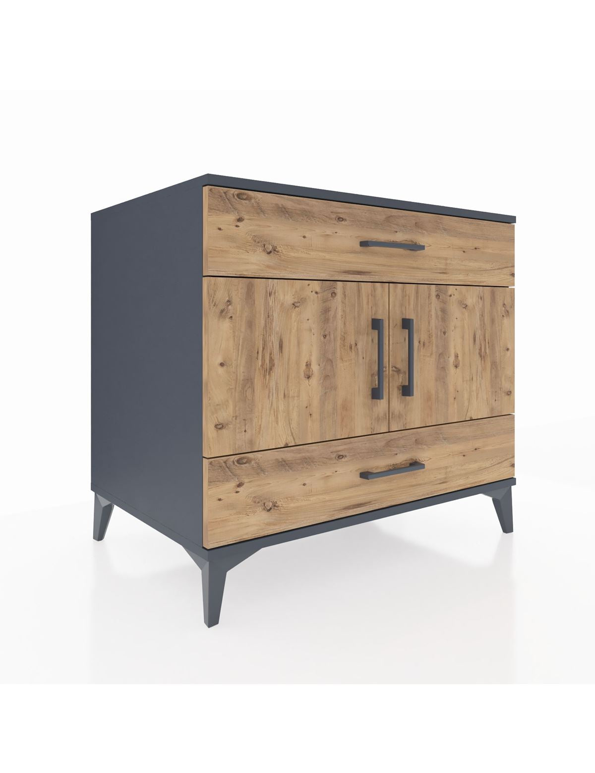 Kronos Şifonyer 2 Raflı 2 Çekmeceli 2 Kapaklı 88x59x80 Antrasit-Çam