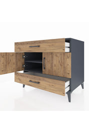 Kronos Şifonyer 2 Raflı 2 Çekmeceli 2 Kapaklı 88x59x80 Antrasit-Çam