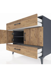 Kronos Şifonyer 2 Raflı 2 Çekmeceli 2 Kapaklı 88x59x80 Antrasit-Çam